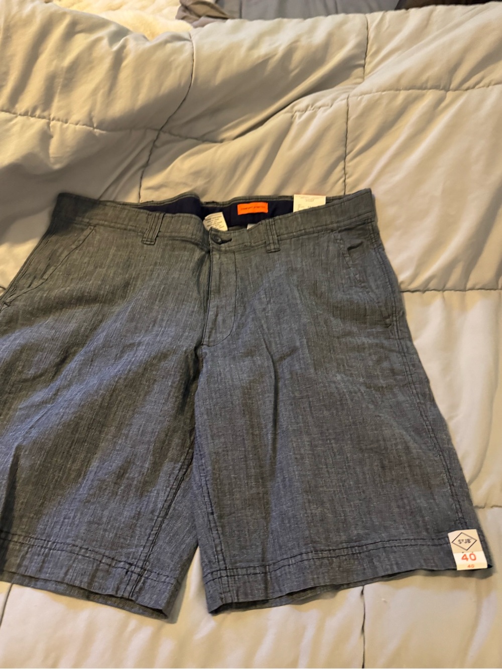 St John’s Bay Dark Wash Chambray  Gray Casual Shorts